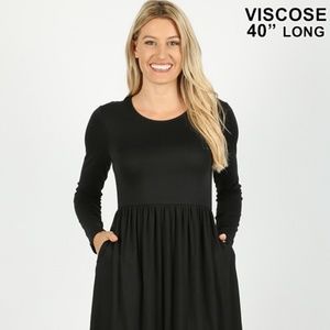 Black solid dress